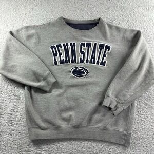 Penn State Crewneck Sweater Mens Large Gray‎ Embroidered Patch Ivy College